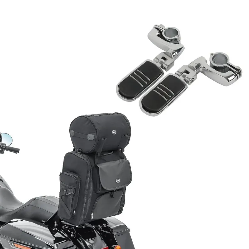 Set: Moto Sissybar Achtertas SXL met Bagagerol in + Voetsteunen voor Valbeugels 32mm CF9S Rechtstreeks Van De Fabrikant