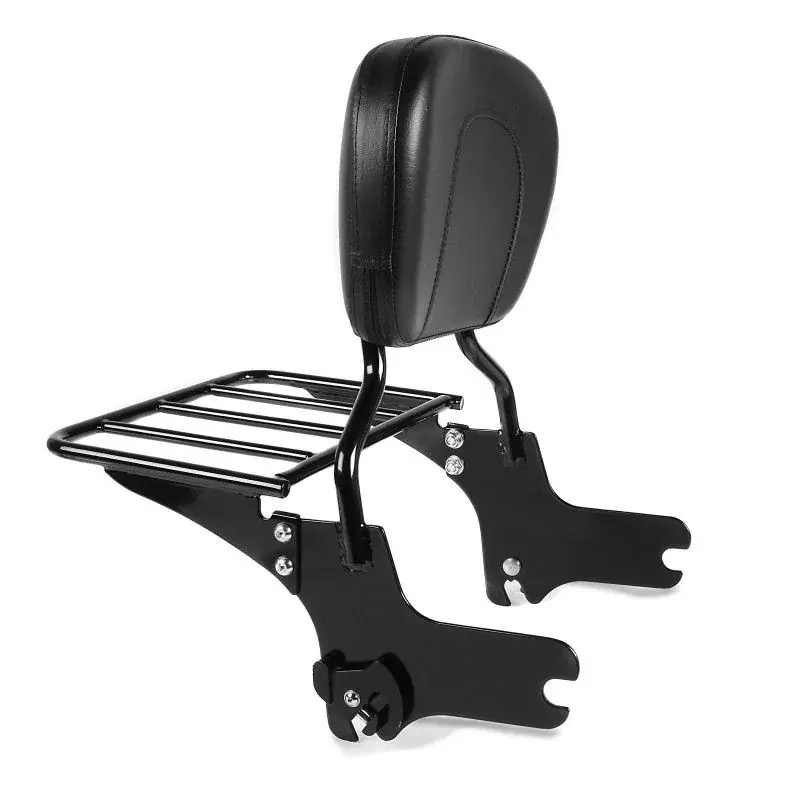 Betrouwbaar Sissy Bar met bagagerek afneembaar S1 passend voor Harley Davidson Electra-Street-Road Glide Road King 97-08 zwart Craftride
