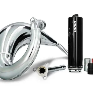Shop Nu Uitlaat VOCA Cross verchroomd 50/70cc Zwarte demper voor Sherco 50 SM-R, SE-R