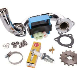 Korting Opvoerkit / Opvoerset (ontgrens set) CDI verstelbaar / verchroomder bocht voor Derbi Senda, Aprilia RX, SX, Gilera RCR, SMT 2018- (Euro4)