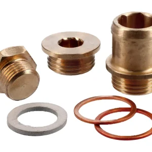 Aansluitflens Koelslang en Afdichtplug Polini voor Minarelli RV4-3 LC, Peugeot 103 XPLC, Clip LC, RCXLC Actieprijs