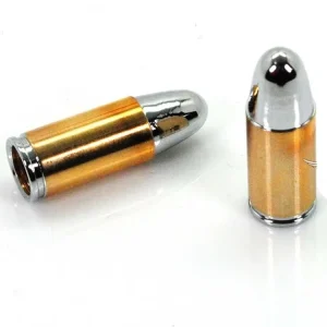 Voordeelprijs Ventieldoppen Drag Specialties Aluminium Bullet Chroom/Gold voor Zündapp, Kreidler, Hercules, Puch, Miele, KTM, DKW
