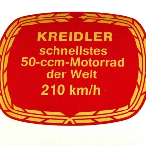 Sticker Farben Maße ca. 80mm breede 65mm Hoogte rood geelgold voor Florett, Flory, MF, MP, Brommer, Mokick Laatste Versie