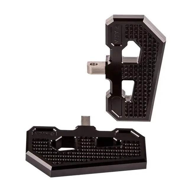 Vitys Design Racing Passagiersbodemplaten voor Harley 86-17 FL Softail; 12-16 Dyna Switchback; 83-21 Touring; 09-21 Trikes / Black Koopje