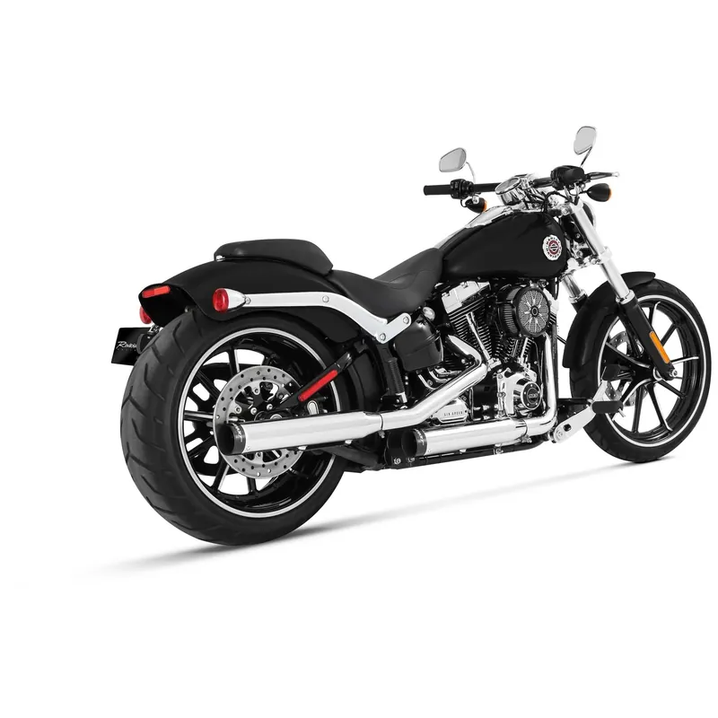 Dagaanbieding Rinehart 3" Duals Slip-On Geluiddempers voor Harley 07-17 Softail FLSTC / Chrome with chrome end caps