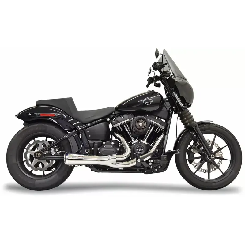Bassani De Ripper Kort 2-into-1 Katalytisch Uitlaatsysteem voor Harley 18-24 Softail Street Bob / Low Rider / Standard / Slim / Fat Bob (excl. Low Rider ST) / Black Premium