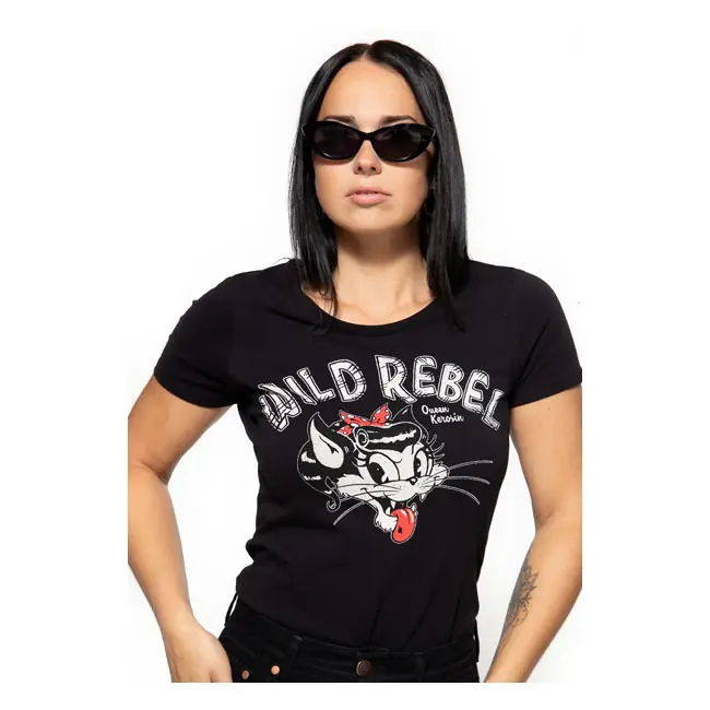 Koningin Kerosin Wild Rebel T-shirt Black / S Lage Kosten